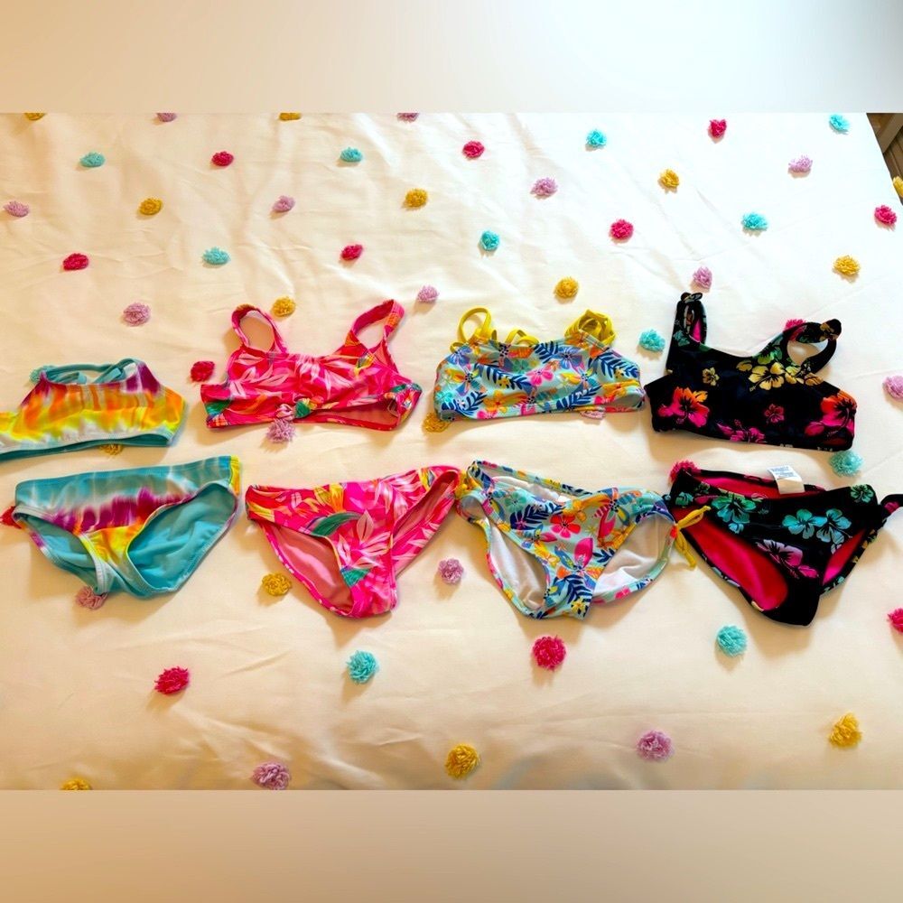 Vibrant Floral and Tie-Dye Kids Bikini Set